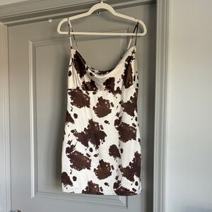 Altar'd State Brown and White Western Cow Print Mini Dress